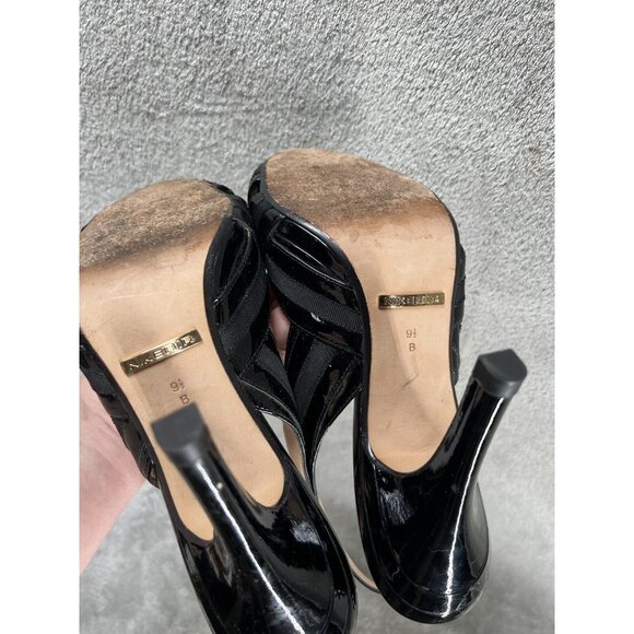 Cole Haan NikeAir Black LEATHER Slingback 4.5" Heels Woman’s US 9.5 Open Toe - Picture 13 of 13